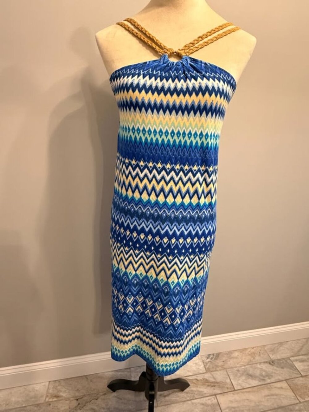 NEW Derek Heart girl's size L (14) Aztec Long Maxi Blue Dress (Denny's) MSRP $68